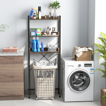 Over The Toilet Storage Rack with Hooks and Adjustable Bottom Bar