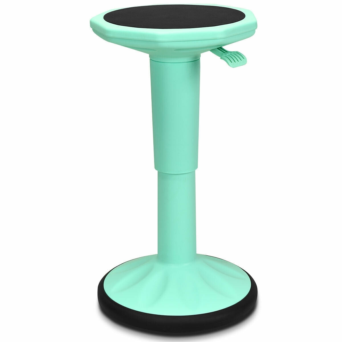 Adjustable Active Learning Stool Sitting Home Office Wobble Chair with Cushion Seat-White - Green