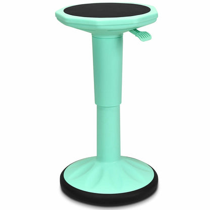 Adjustable Active Learning Stool Sitting Home Office Wobble Chair with Cushion Seat-White - Green