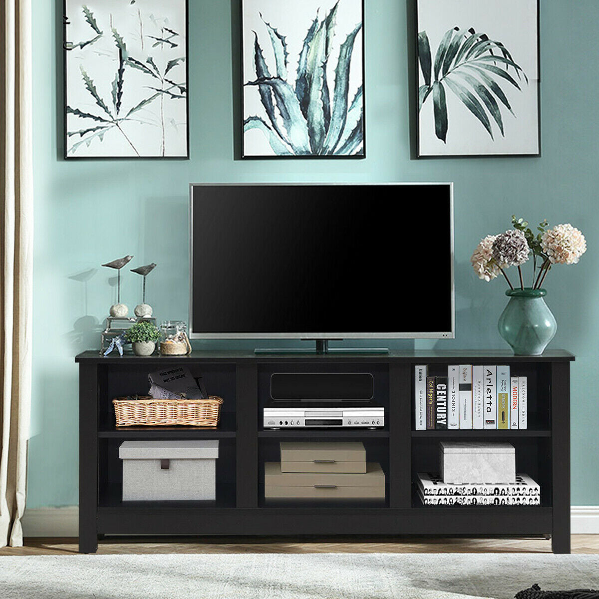 60 Inch Entertainment TV Stand Cabinet-Black