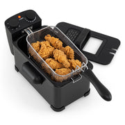 3.2 Quart Electric Stainless Steel Deep Fryer with Timer-Black - Black