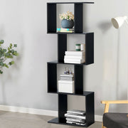 2/3/4 Tiers Wooden S-Shaped Bookcase for Living Room Bedroom Office-4-Tier