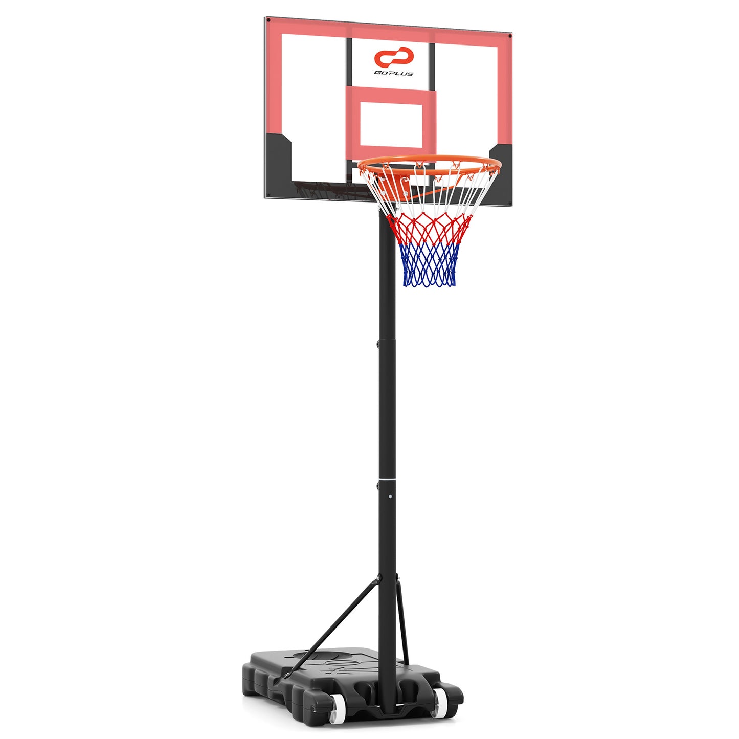 3.3-7 Feet Portable Adjustable Outdoor Kids Basketball Hoop Goal System-Black and Red - Black And Red