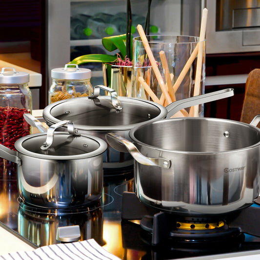 6 Piece Stainless Steel Cookware Set with Convenient Grip Handle