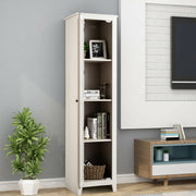 Linen Tower Bathroom Storage Cabinet Tall Slim Side Organizer with Shelf-White