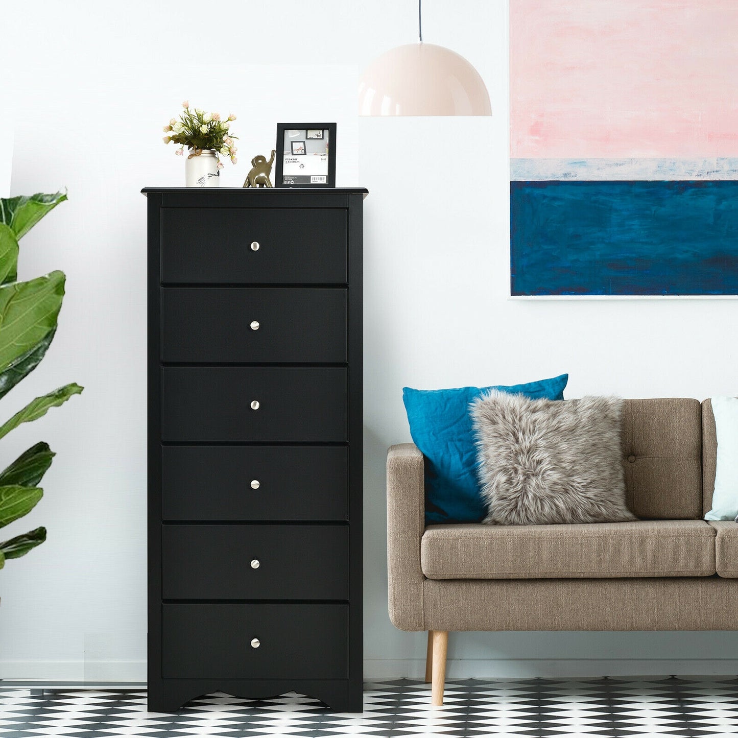 6 Drawers Chest Dresser Clothes Storage Bedroom Furniture Cabinet