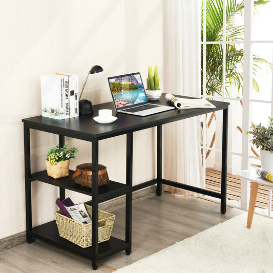 47 Inch Computer Desk Office Study Table Workstation Home with Adjustable Shelf Black-M