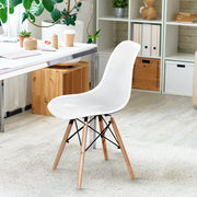 2 Pcs Modern Plastic Hollow Chair Set with Wood Leg-White