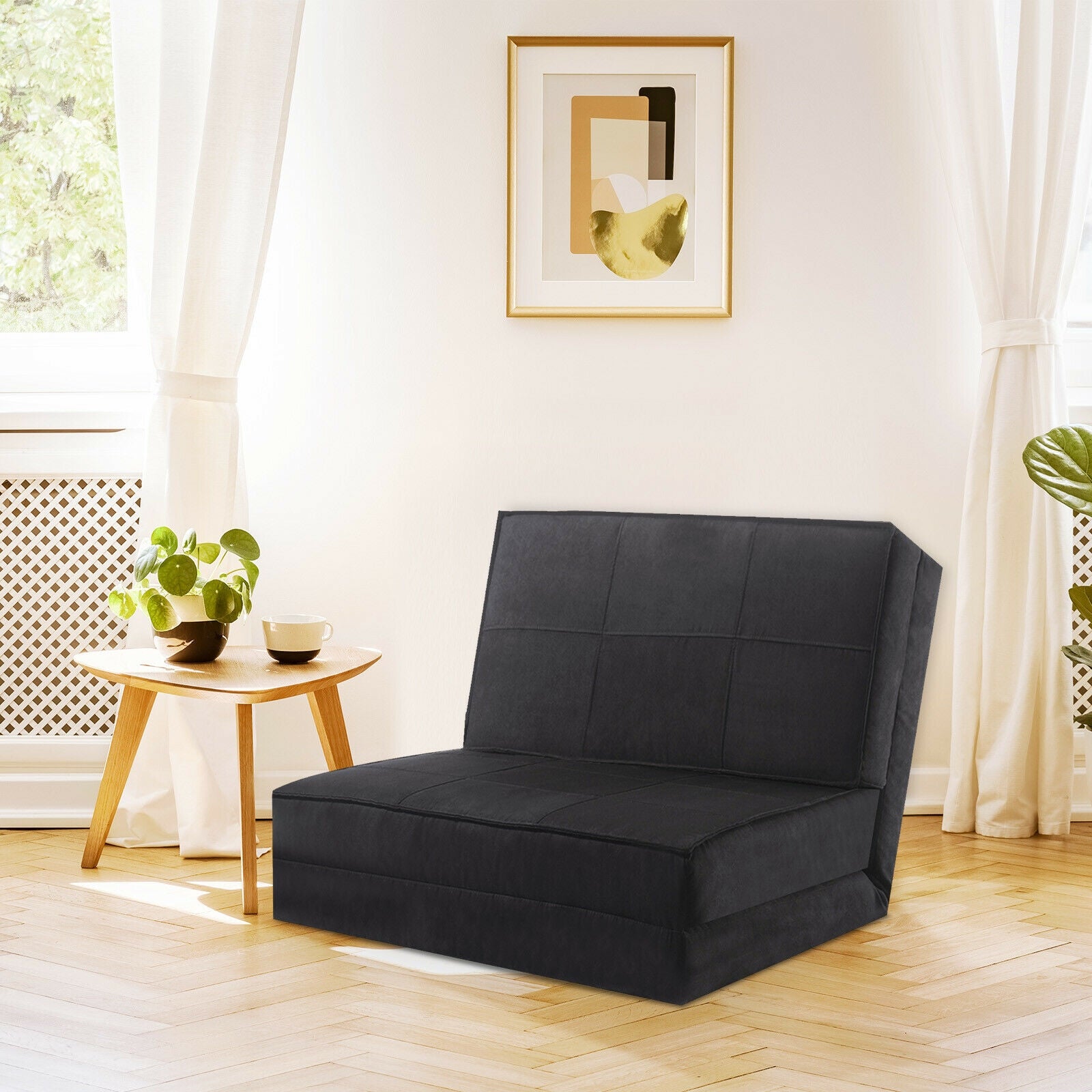 High Quality Fam Convertible Lounger Folding Sofa Sleeper Bed-Black