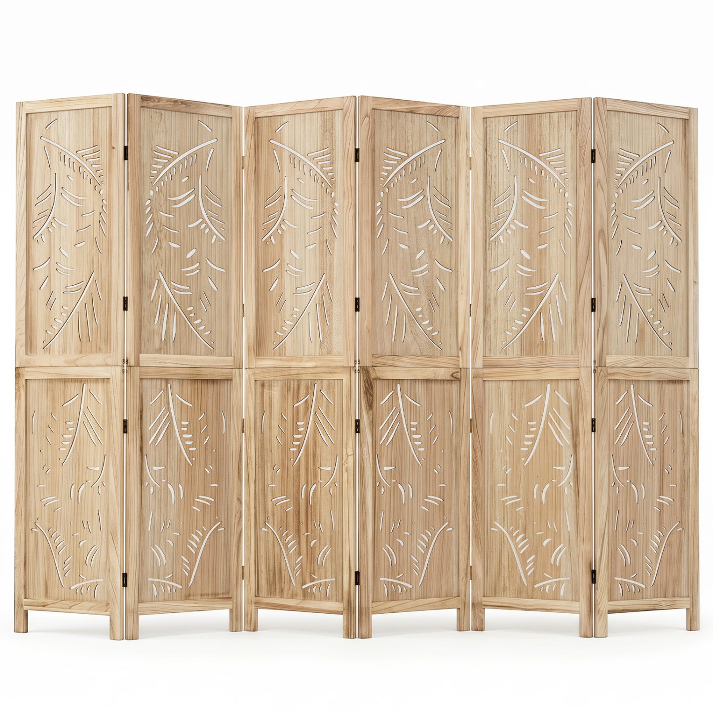 6-Panel Room Divider with Palm Leaf Design - 67" Tall