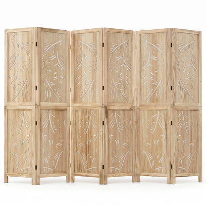 6-Panel Room Divider with Palm Leaf Design - 67" Tall