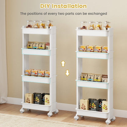 Rolling Utility Cart with Detachable Trays - 3/4 Tier