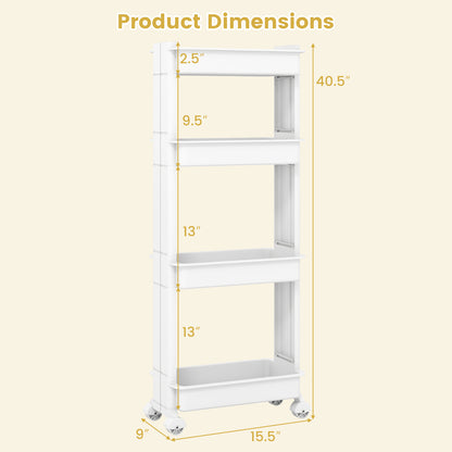 Rolling Utility Cart with Detachable Trays - 3/4 Tier