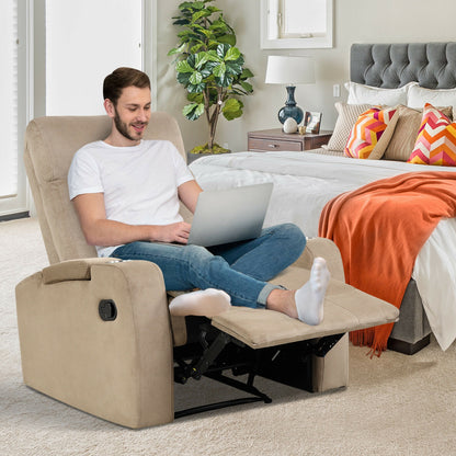 Recliner Chair Single Sofa Lounger with Arm Storage and Cup Holder for Living Room-Brown