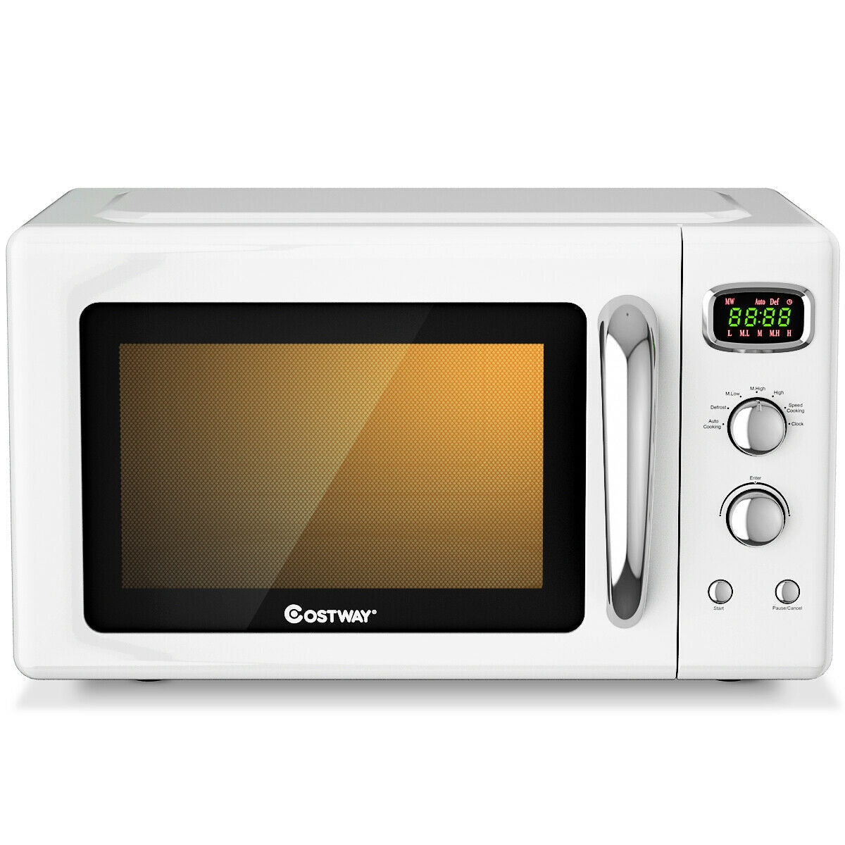 0.9 Cu.ft Retro Countertop Compact Microwave Oven-White - White