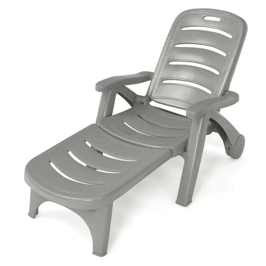 5 Position Adjustable Folding Lounger Chaise Chair
