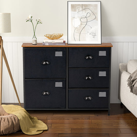 5-Drawer Storage Dresser for Bedroom Closet Entryway-Black