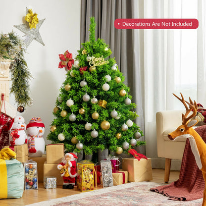 Snow Flocked Artificial Christmas Tree with Metal Stand-4.5 ft