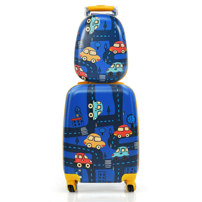 2PC Kids Luggage Set Rolling Suitcase & Backpack-Navy - Default