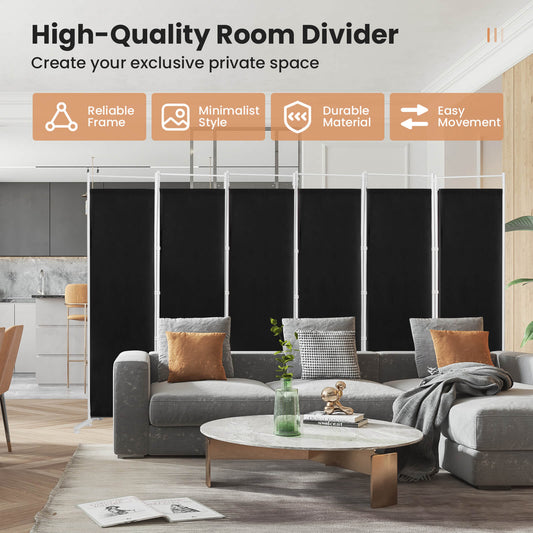 6-Panel Room Divider Folding Privacy Screen