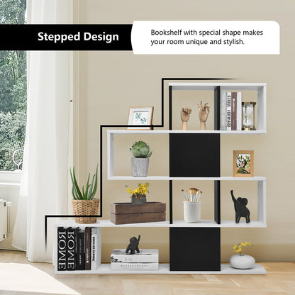 5-Tier Bookshelf Corner Ladder Bookcase with Storage Rack