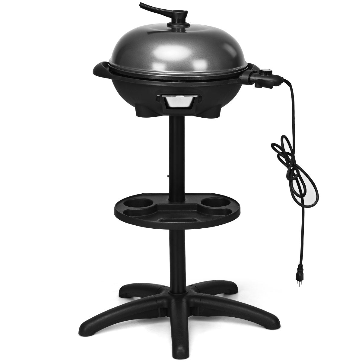 1350 W Outdoor Electric BBQ Grill with Removable Stand Easy to Install-Red - Black