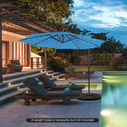 10 Feet Patio Solar Powered Cantilever Umbrella with Tilting System-Blue