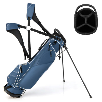 Golf Stand Cart Bag with 4 Way Divider Carry Organizer Pockets-Black - Blue