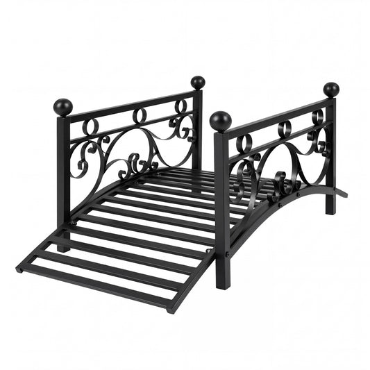 3.3 ft Garden Metal Bridge with Dual Patterned Side Rails