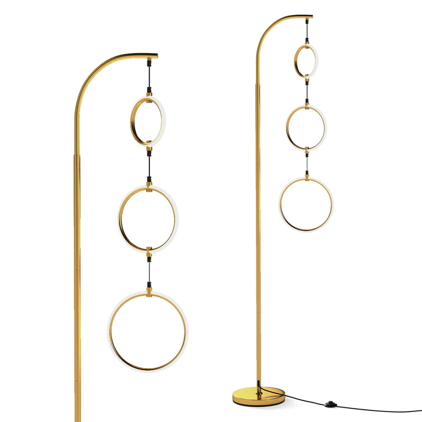3-Circle Dimmable LED Floor Lamp with Foot Pedal Switch 3 Color Temperatures