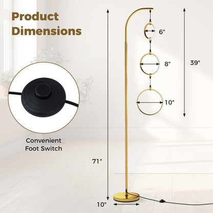 3-Circle Dimmable LED Floor Lamp with Foot Pedal Switch 3 Color Temperatures