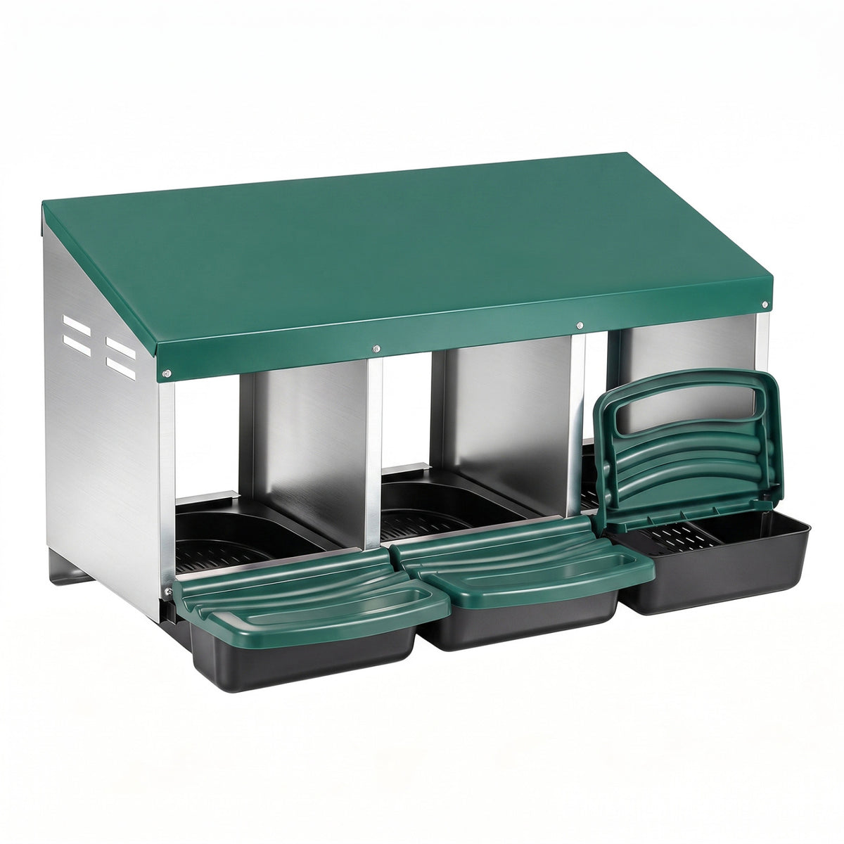3-Compartment Roll Away Chicken Nesting Box with Removable Trays