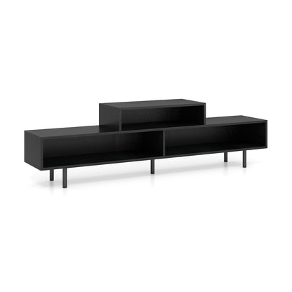 3 Cubby TV Stand for TVs up to 70 Inch Entertainment Center with Open Storage Compartments-Black