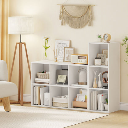 3-Cube Book Shelf Tool-Free Assembly Wooden Bookshelf Modern Bookcase Storage Organizer-White