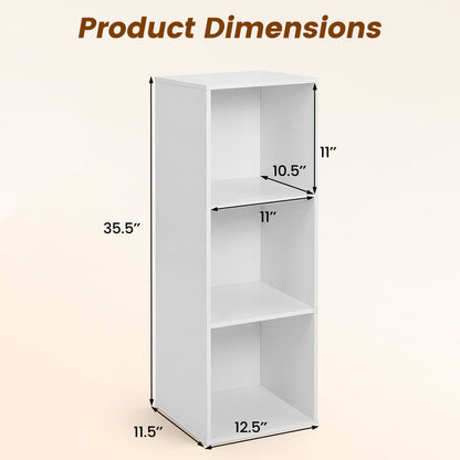 3-Cube Bookcase with Anti-Tipping Kits - White
