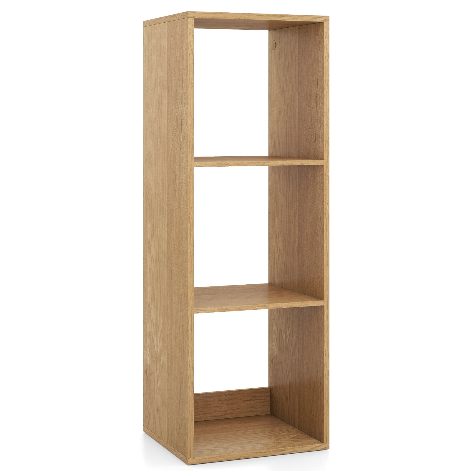 3 Cube Bookshelf with Back Guardrail for Living Room Bedroom-Natrual - Natrual