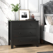 3 Drawer Dresser Chest of Drawers Bedside Table-Black Wood Grain