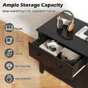 3 Drawer Dresser Chest of Drawers Bedside Table-Black Wood Grain