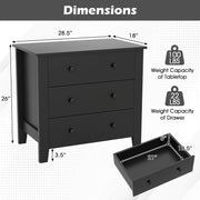 3 Drawer Dresser Chest of Drawers Bedside Table-Black Wood Grain