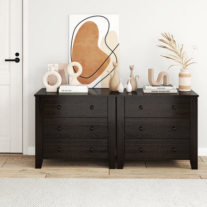 3-Drawer Dresser Wide Chest of Drawers Modern Large Nightstand Closet Storage Organizer-Dark Brown