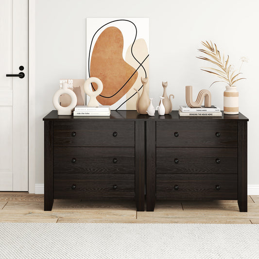 3-Drawer Dresser Wide Chest of Drawers Modern Large Nightstand Closet Storage Organizer-Dark Brown