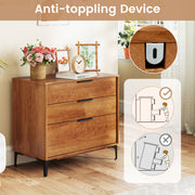 3 Drawer Dresser with Interlock System for Bedroom Living Room-Cherry