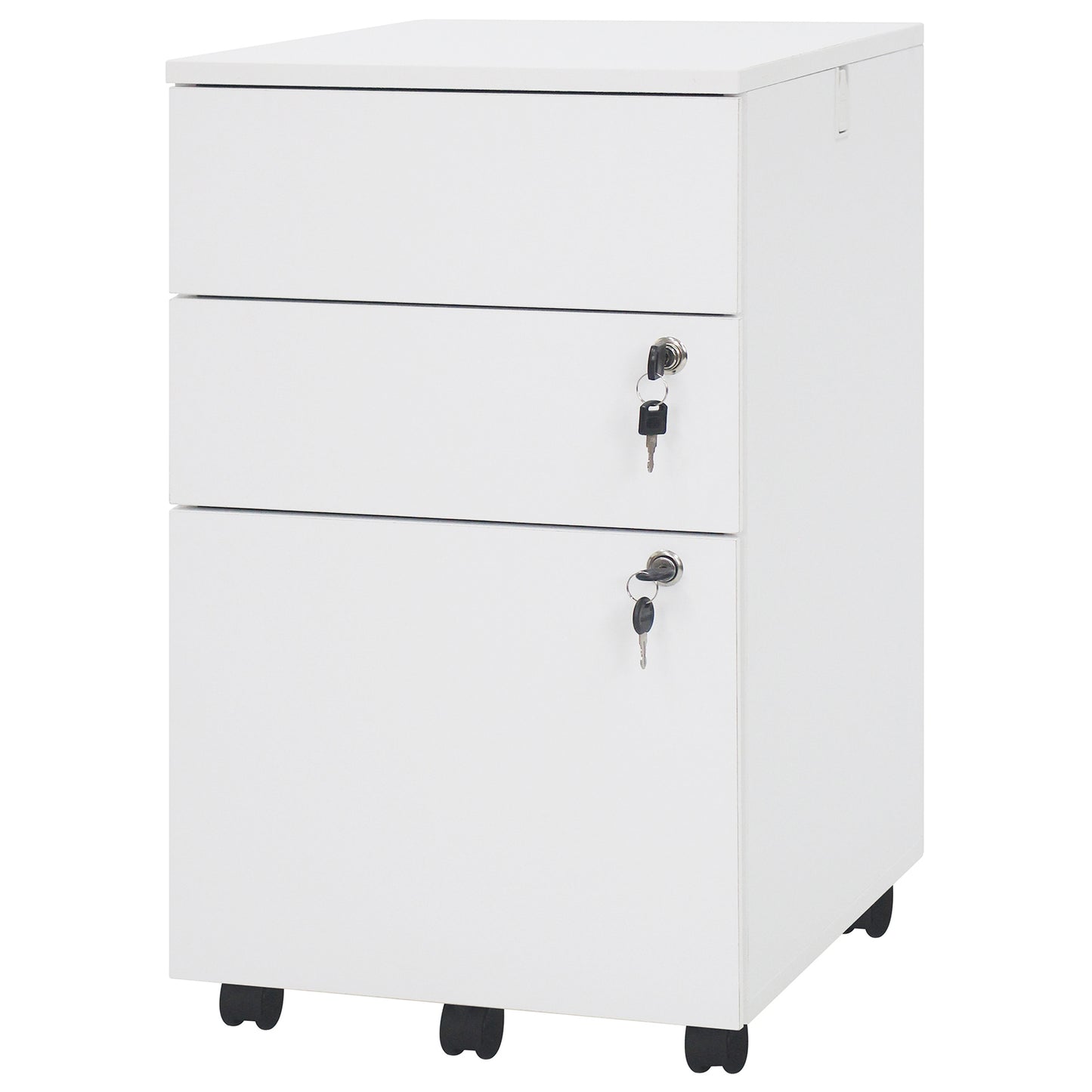 3 Drawer Filing Cabinet Locking Pedestal Desk -White