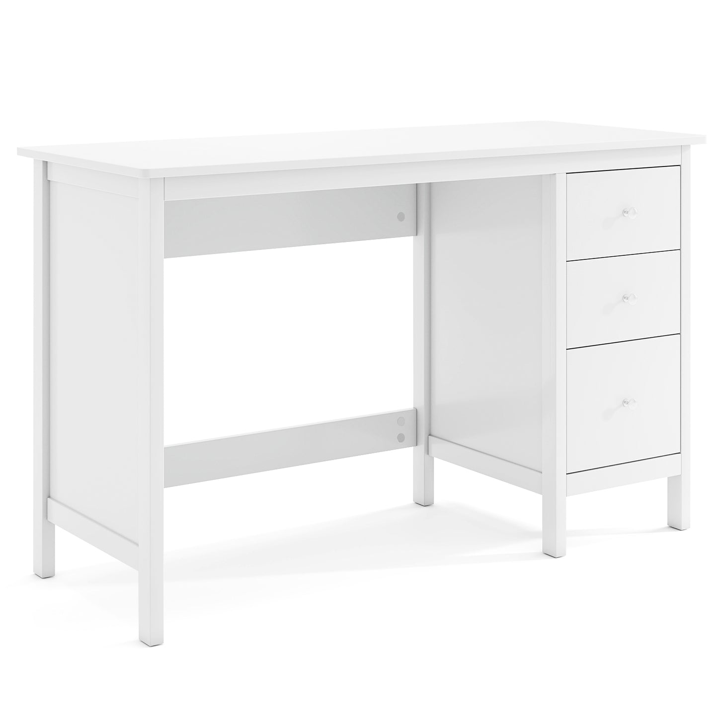 3-Drawer Home Office Study Computer Desk with Spacious Desktop-Brown - White