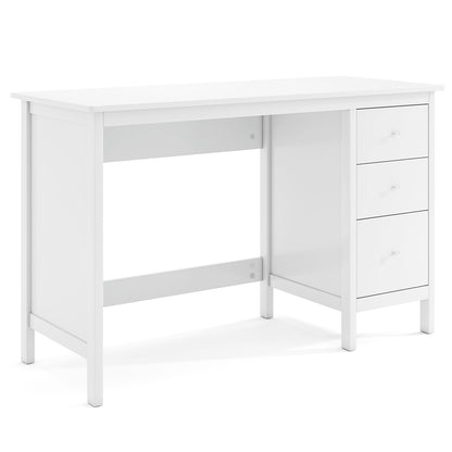 3-Drawer Home Office Study Computer Desk with Spacious Desktop-Brown - White