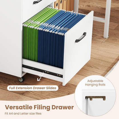 3-Drawer Mobile File Cabinet with Open Storage Shelves