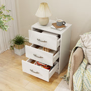 3 Drawer Nightstand with Storage for Living Room-White