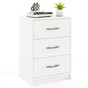 3 Drawer Nightstand with Storage for Living Room-White
