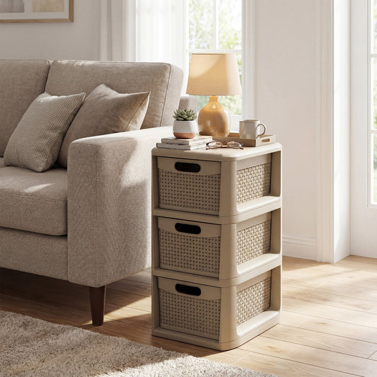 3-Drawer Storage Organizer with Wicker Patterns