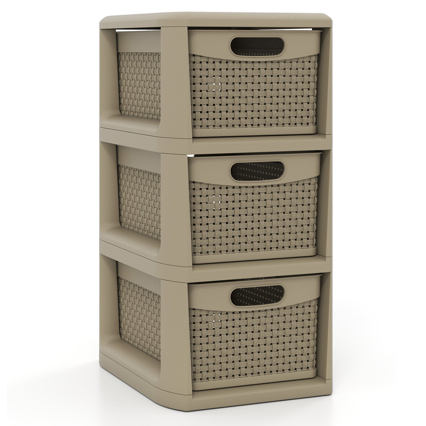 3-Drawer Storage Organizer with Wicker Patterns